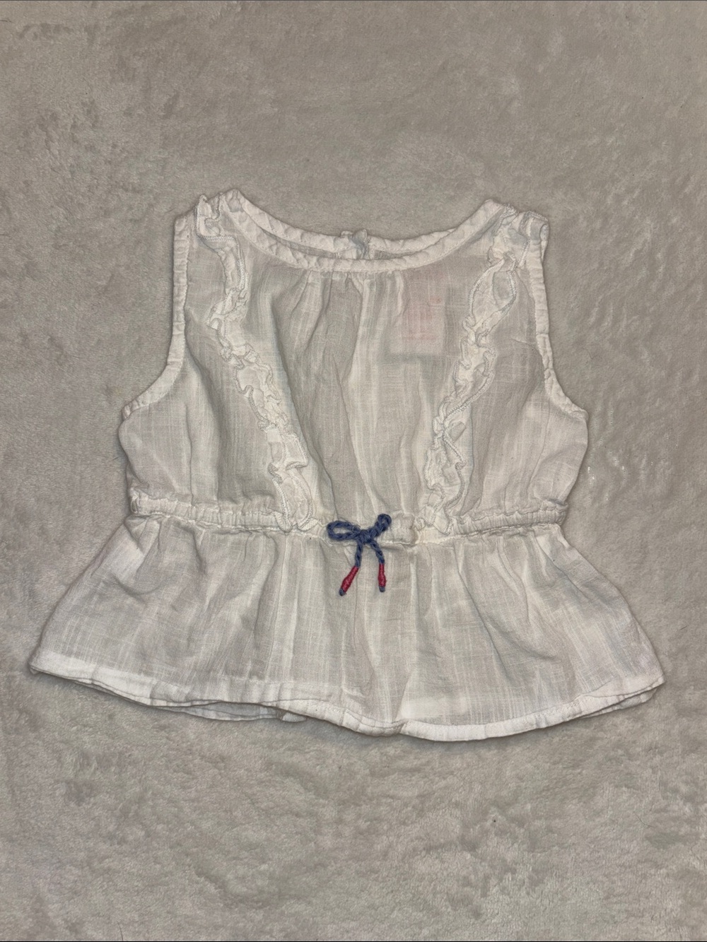 Joe fresh White Sleeveless Top with Blue Drawstring baby girl